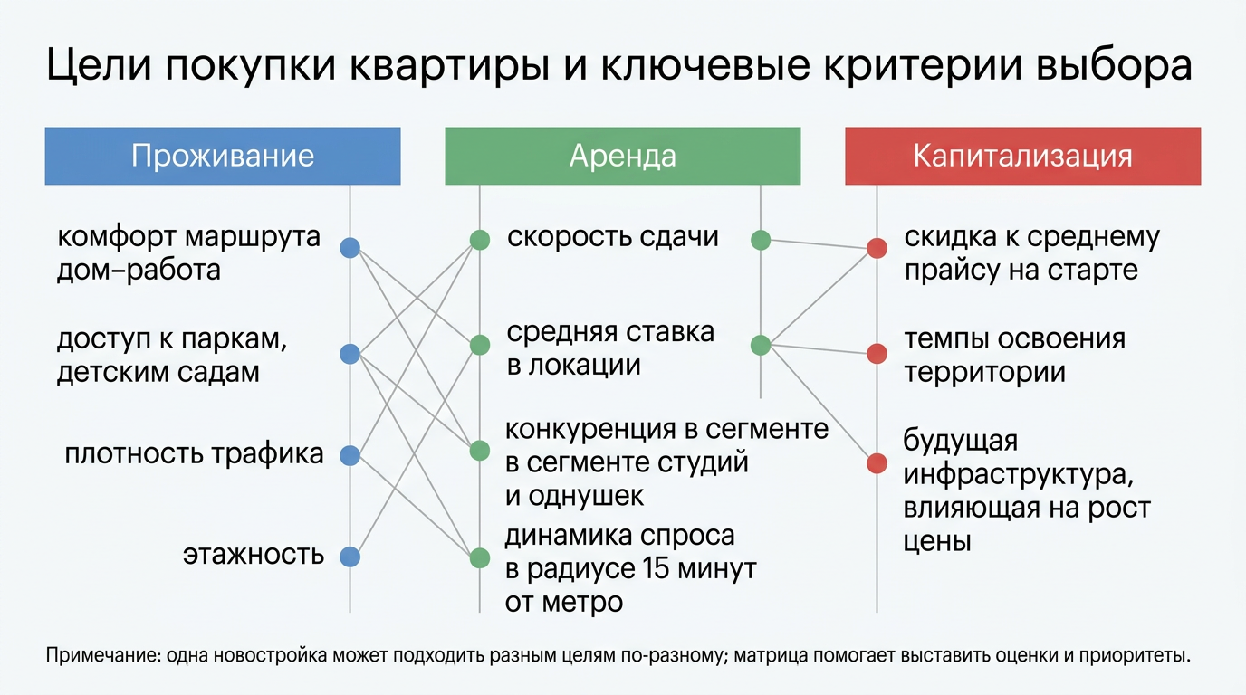 Карта целей покупателя: жить, сдавать, капитализировать